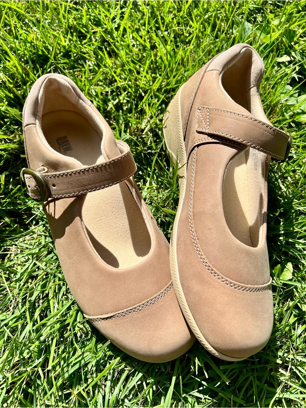 NWT Drew Dry Tech Hybrid Mary Jane Sneakers Shoes Orthopedic Wide Comfort 8W Tan